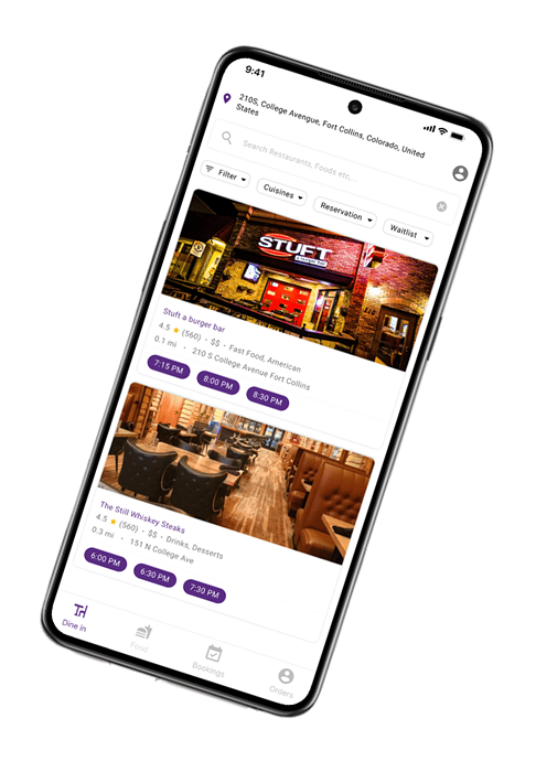 SmartDining app screen